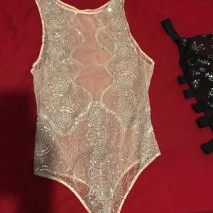 Nude sheer sequin bodysuit